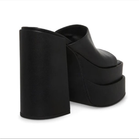 Steve Madden Cagey Black Slip On Double Stacked Platform Heels New With Box - Picture 4 of 6